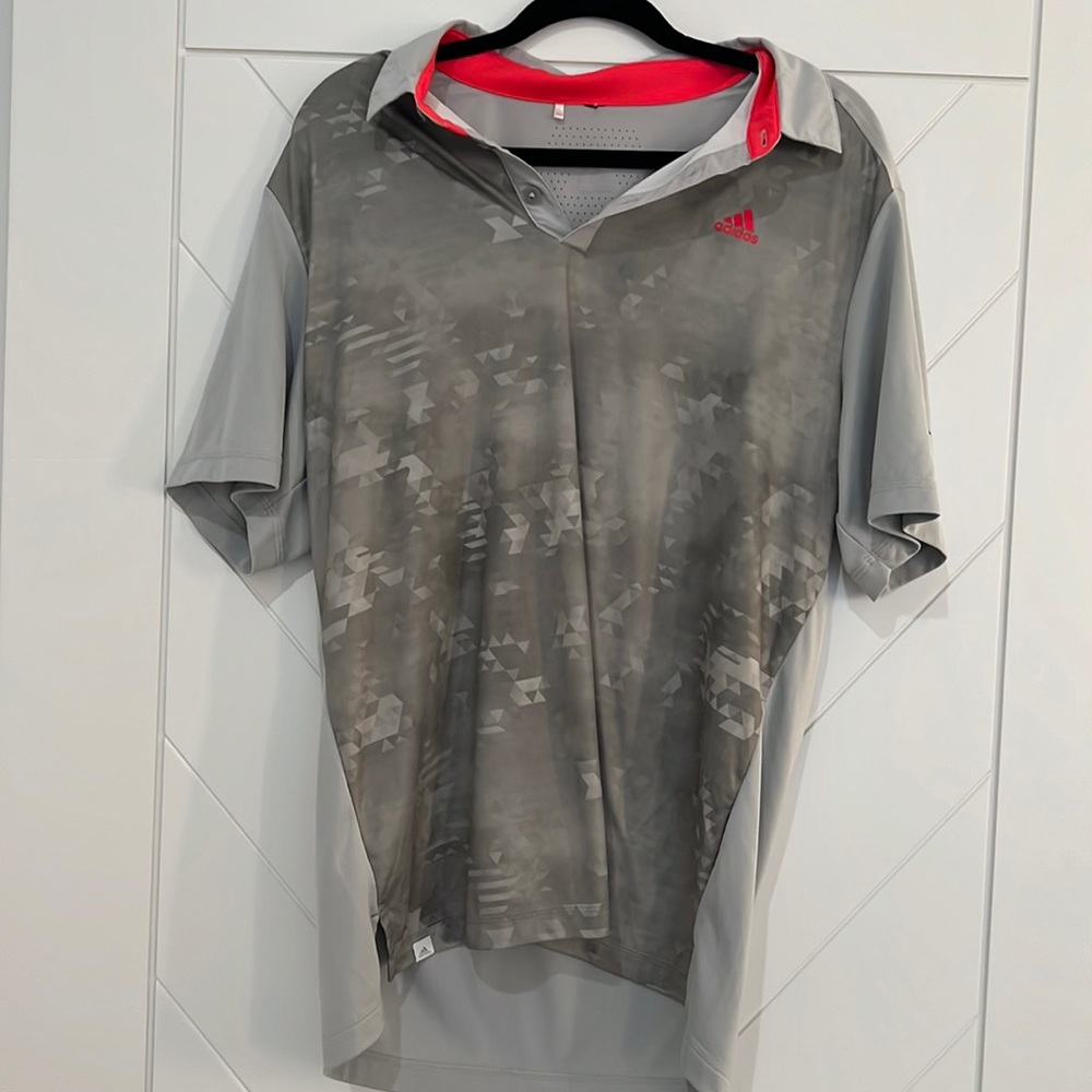 Golf/Polo - Size Large - geometrical pattern - grey/green